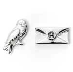 HARRY POTTER PLATFORM 9/34, HEDWIG, LETTER & DEATHLY HALLOWS SILVER PLATED 3 PAIRS OF STUD EARRINGS