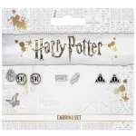 HARRY POTTER PLATFORM 9/34, HEDWIG, LETTER & DEATHLY HALLOWS SILVER PLATED 3 PAIRS OF STUD EARRINGS