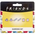 FRIENDS LOGO, MUG & ICONIC PICTURE FRAME SILVER PLATED 3 PAIRS OF STUD EARRINGS