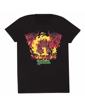 DUNGEONS AND DRAGONS RED DRAGON FIRE PRINT BLACK T-SHIRT