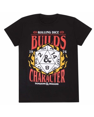 DUNGEONS AND DRAGONS D20 DICE BUILDS CHARACTER PRINT BLACK T-SHIRT