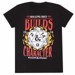 DUNGEONS AND DRAGONS D20 DICE BUILDS CHARACTER PRINT BLACK T-SHIRT