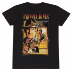 INDIANA JONES ARCHAEOLOGIST HOMAGE COLLAGE PRINT BLACK T-SHIRT