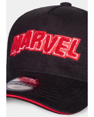 MARVEL COMICS CHENILLE LOGO WITH EMBROIDERED PATCH LOGOS BLACK BASEBALL CAP HAT