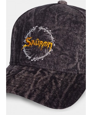 THE LORD OF THE RINGS SAURON BLACK ACID WASH SNAPBACK BASEBALL CAP HAT