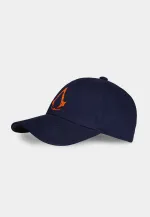 ASSASSIN'S CREED MIRAGE ORANGE SYMBOL NAVY BLUE SNAPBACK BASEBALL CAP HAT