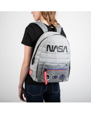 NASA WORM LOGO GREY REFLECTIVE 2 IN 1 FANNY PACK AND BACKPACK BAG