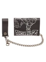 OFFICIAL DRAGON BALL Z - SUPER SAIYAN LINE ART BLACK TRI-FOLD WALLET WITH CHAIN