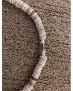 The Sunny Sand - White, Cream and Brown Coco Wood Necklace