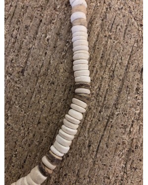 The Sunny Sand - White, Cream and Brown Coco Wood Necklace