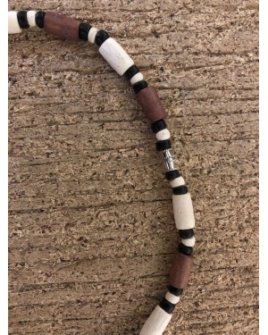 Stuck Zebra - Black, White and Brown Coco Wood Necklace