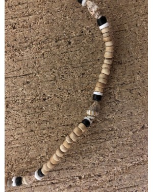 A Beach Walk - Black, White and Brown Coco Wood Necklace