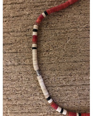 Sneakers - Red, Black and White Coco Wood Necklace