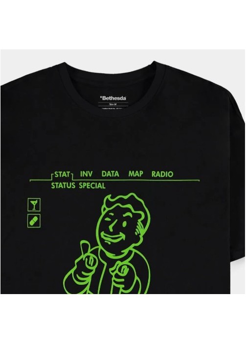 FALLOUT VAULT BOY CHARISMA +10 PRINT BLACK T-SHIRT