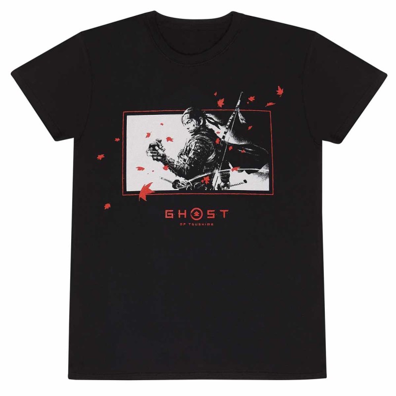 GHOST OF TSUSHIMA GENTLE BREEZE PRINT BLACK T-SHIRT