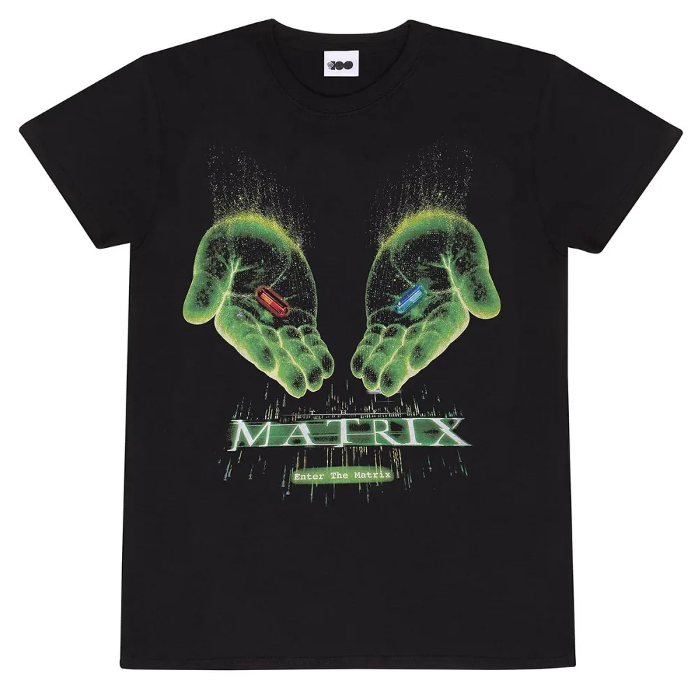 MATRIX ENTER THE MATRIX RED PILL OR BLUE PILL PRINT BLACK T-SHIRT