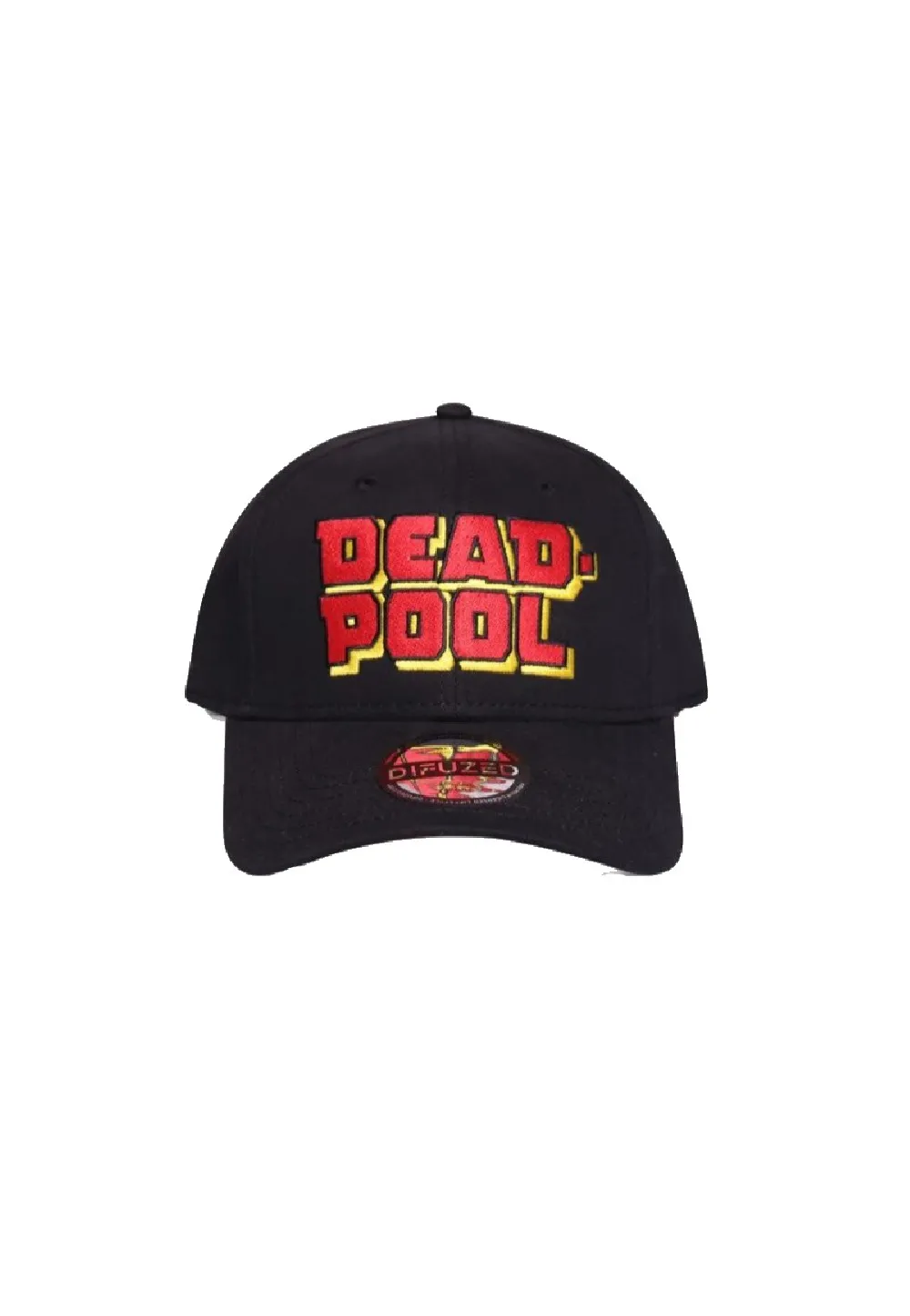 MARVEL COMICS DEADPOOL TEXT LOGO BLACK SNAPBACK BASEBALL CAP