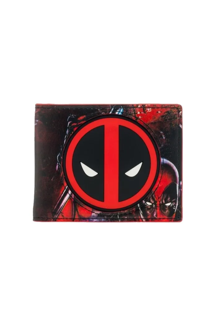 AWESOME MARVEL'S DEADPOOL RUBBER SYMBOL & PRINT BI-FOLD WALLET