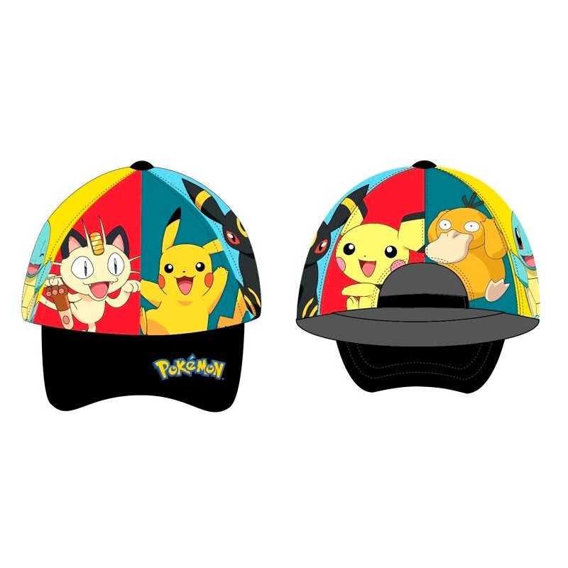 POKEMON PIKACHU, MEOWTH, SQUIRTLE, PSYDUCK, UMBREON & PICHU ALL OVER PRINT BASEBALL CAP [KIDS]