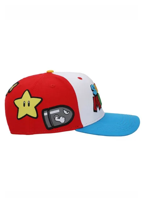 SUPER MARIO BROS ALL OVER CHARACTER PATCHES KIDS SNAPBACK BASEBALL CAP