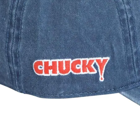 CHUCKY FACE EMBROIDERY CHILD'S PLAY DENIM BLUE STRAPBACK BASEBALL CAP