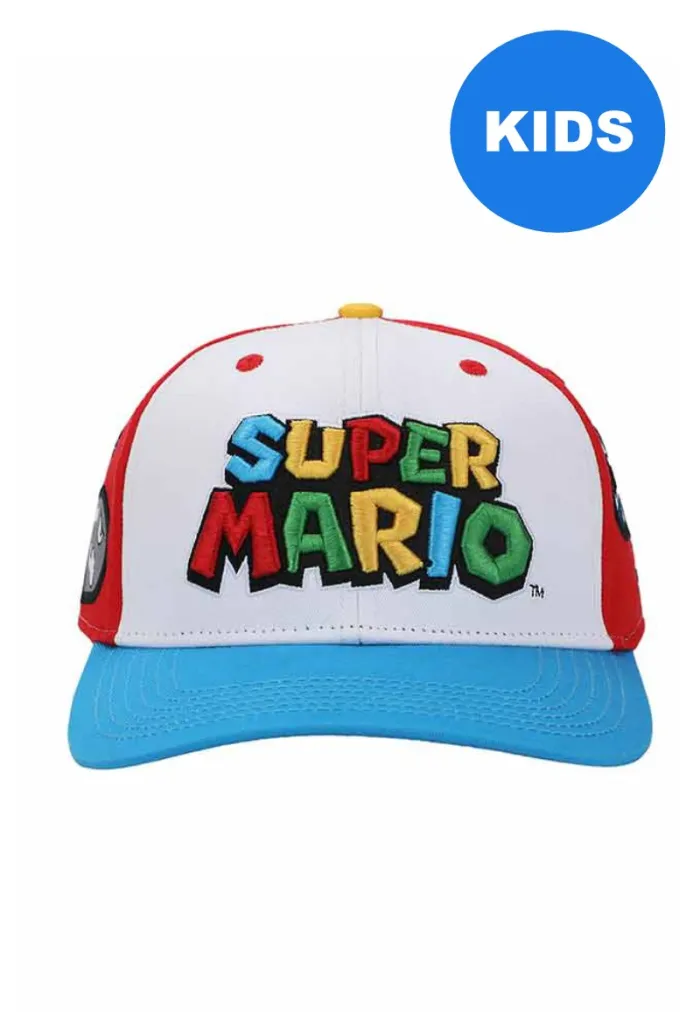 SUPER MARIO BROS ALL OVER CHARACTER PATCHES KIDS SNAPBACK BASEBALL CAP