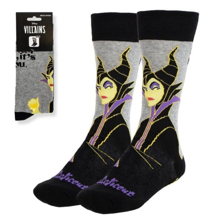 DISNEY VILLIANS MALEFICENT GREY ADULT PAIR OF NOVELTY SOCKS