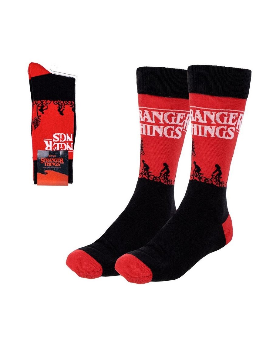 STRANGER THINGS ICONIC SHADOW POSE RED ADULT PAIR OF NOVELTY SOCKS