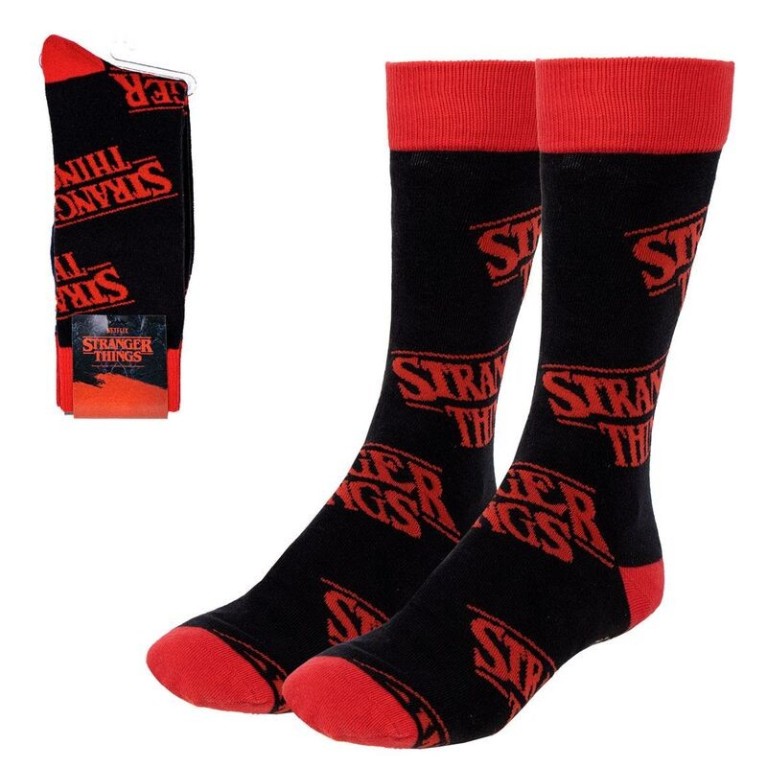 STRANGER THINGS LOGO RED ADULT PAIR OF NOVELTY SOCKS