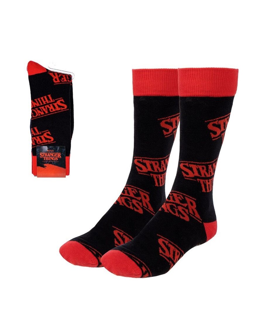 STRANGER THINGS LOGO RED ADULT PAIR OF NOVELTY SOCKS