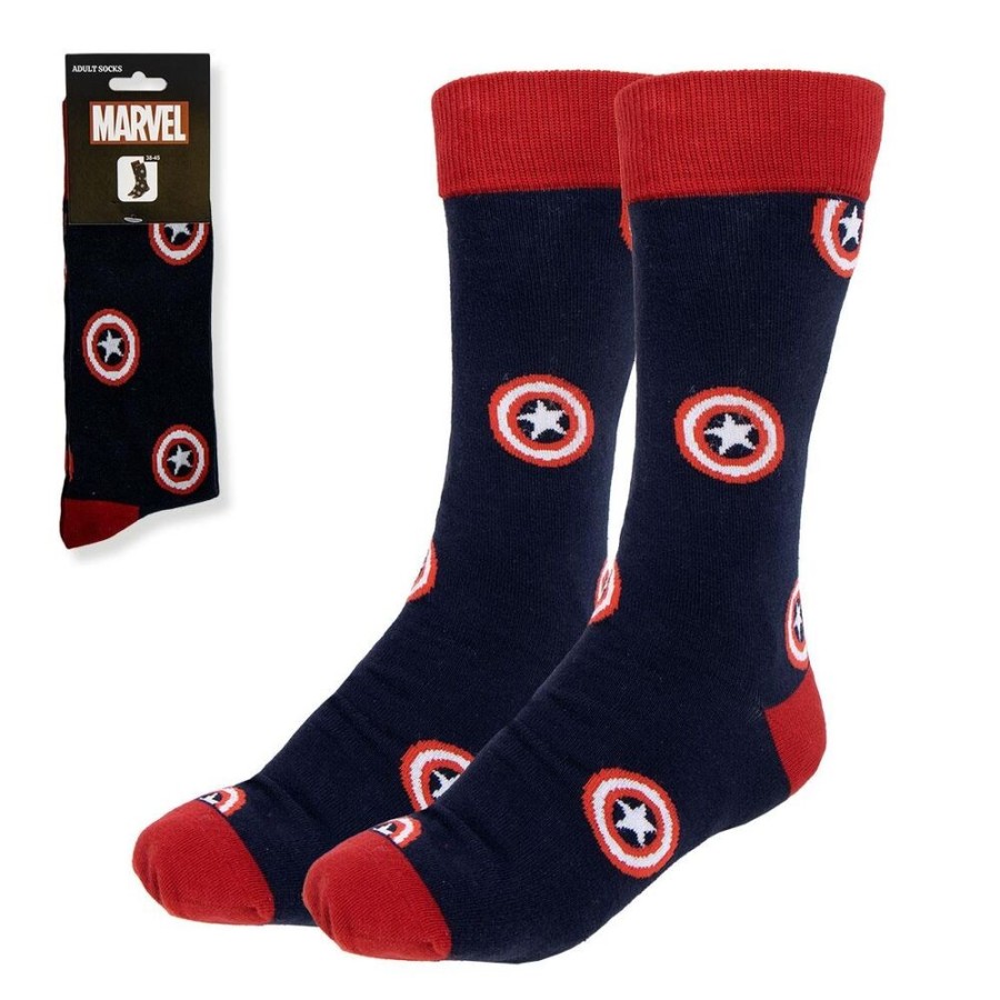 MARVEL COMICS CAPTAIN AMERICA SYMBOL ADULT PAIR OF NOVELTY SOCKS