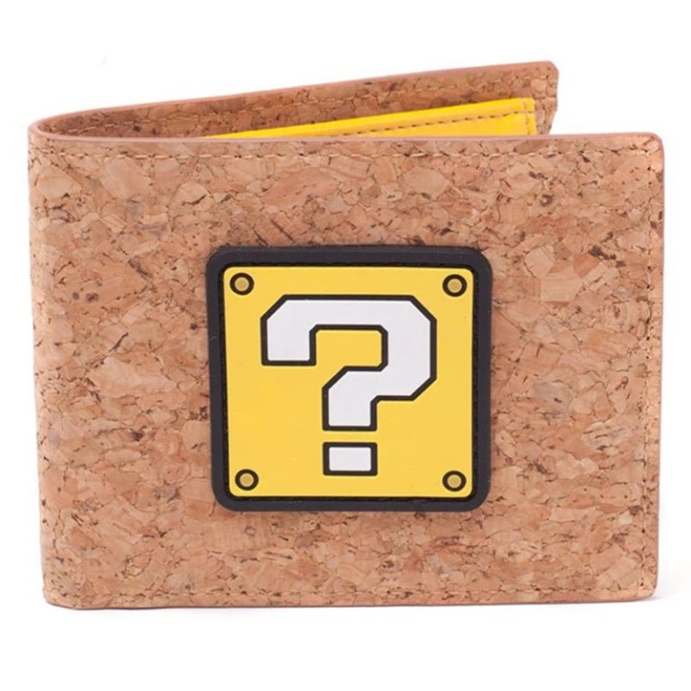 NINTENDO SUPER MARIO BROS QUESTION MARK BLOCK CORK BI-FOLD WALLET