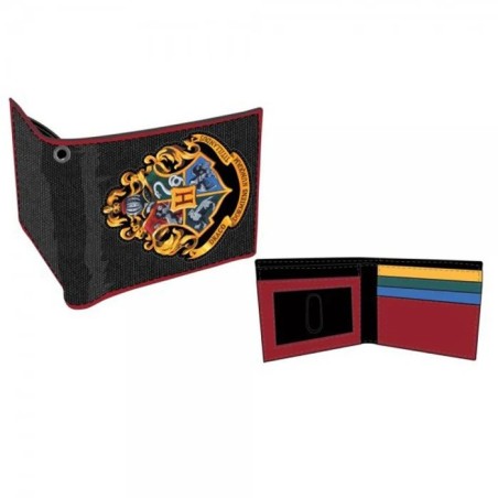 HARRY POTTER HOGWARTS CREST PATCH BLACK BI-FOLD WALLET