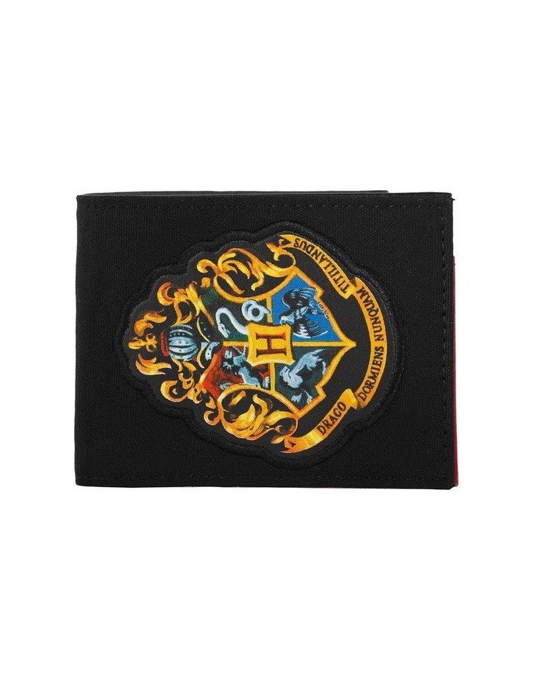 HARRY POTTER HOGWARTS CREST PATCH BLACK BI-FOLD WALLET