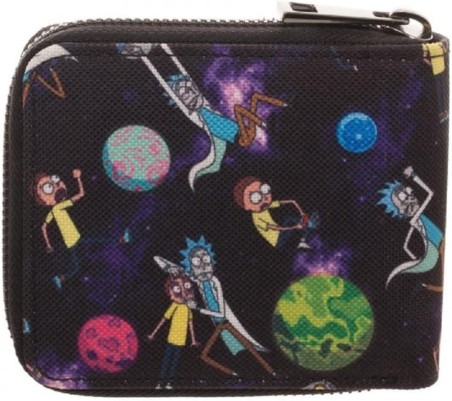 RICK AND MORTY SPACE PLANETS BLACK BI-FOLD ZIP WALLET