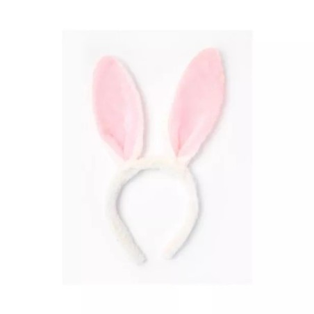 WHITE AND PINK BUNNY EARS HAIR BAND