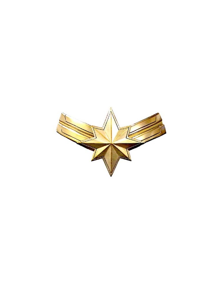 MARVEL COMICS CAPTAIN MARVEL CREST GOLD PEWTER PIN BADGE