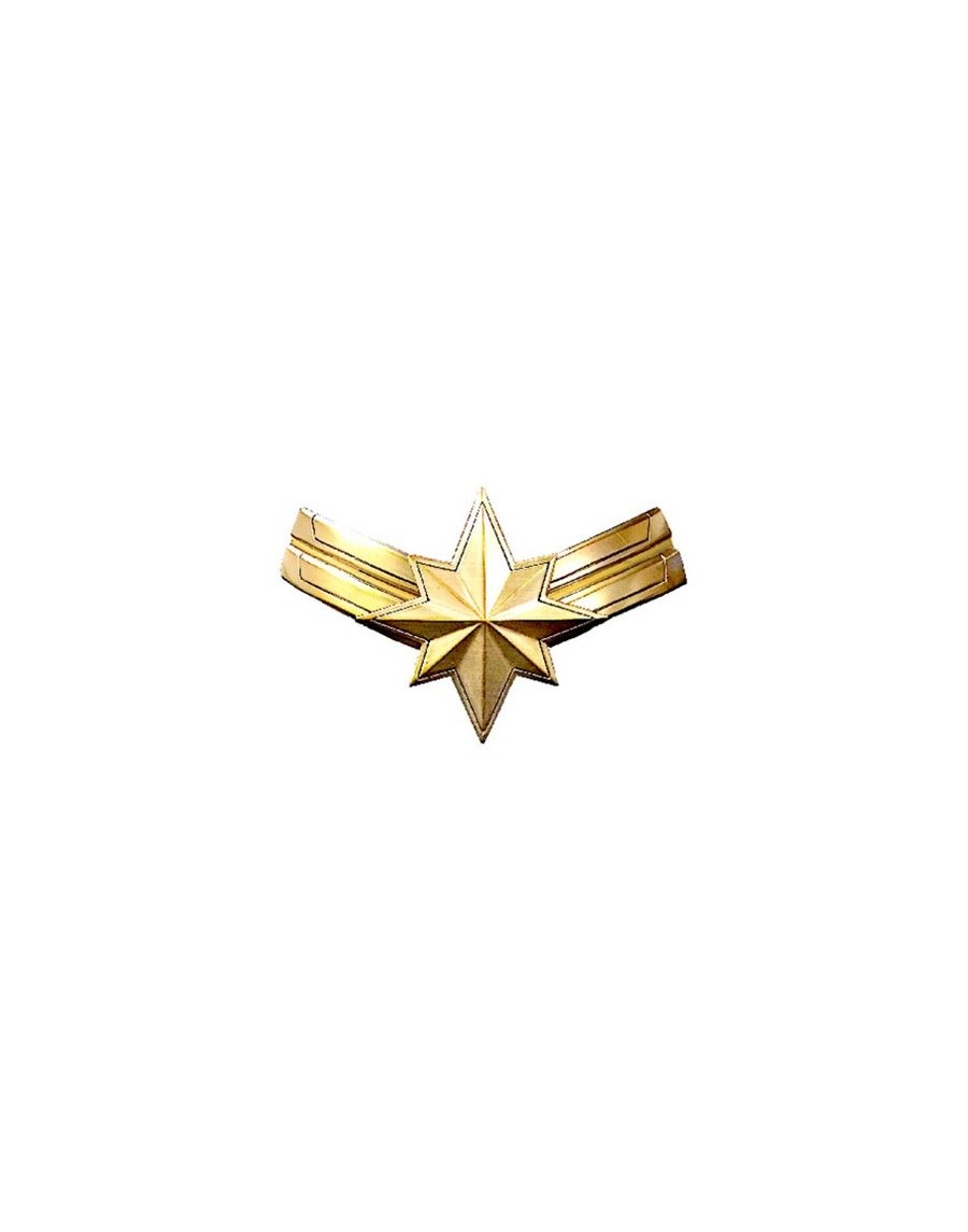 MARVEL COMICS CAPTAIN MARVEL CREST GOLD PEWTER PIN BADGE