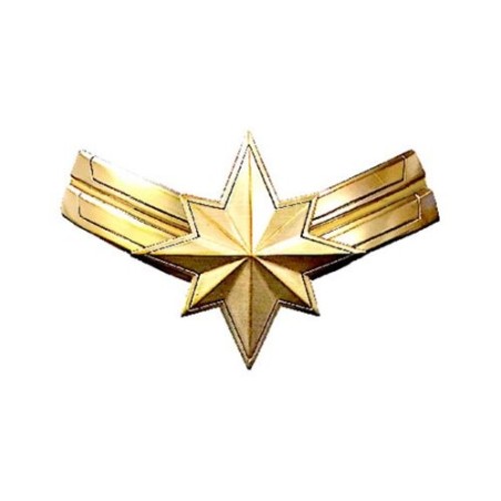 MARVEL COMICS CAPTAIN MARVEL CREST GOLD PEWTER PIN BADGE