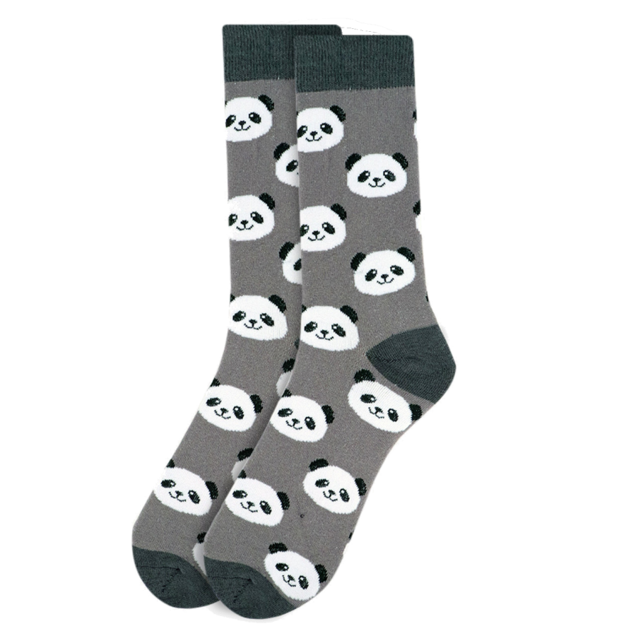 PANDA FACES GREY ADULT PAIR OF NOVELTY SOCKS