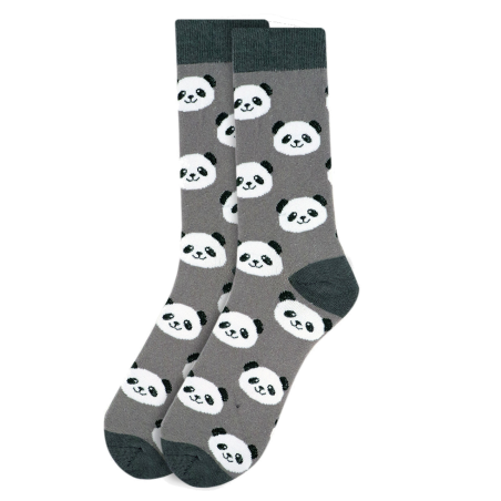 PANDA FACES GREY ADULT PAIR OF NOVELTY SOCKS