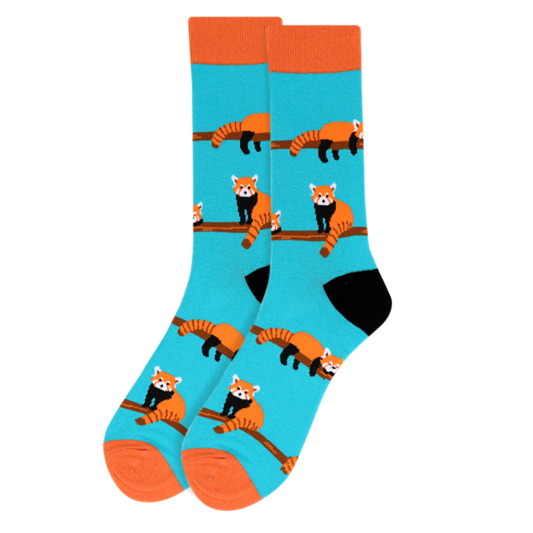 RED PANDA BLUE ADULT PAIR OF NOVELTY SOCKS