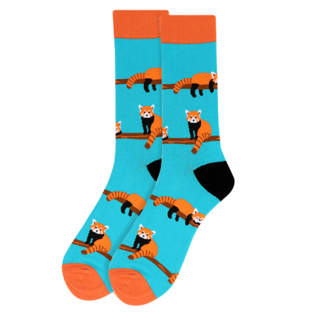 RED PANDA BLUE ADULT PAIR OF NOVELTY SOCKS