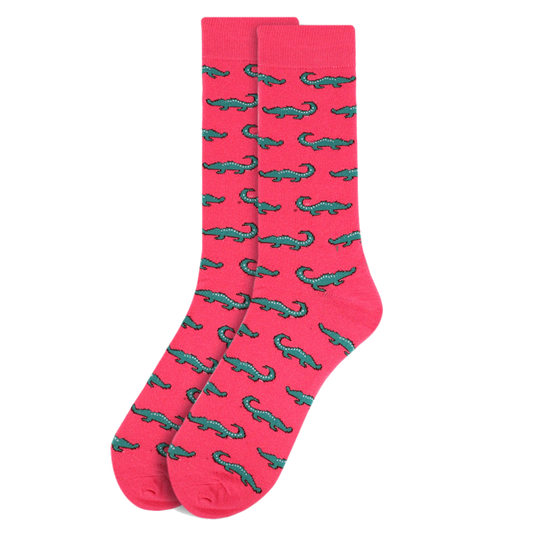 ALLIGATORS PINK ADULT PAIR OF NOVELTY SOCKS