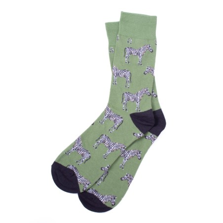 ZEBRA GREEN ADULT PAIR OF NOVELTY SOCKS