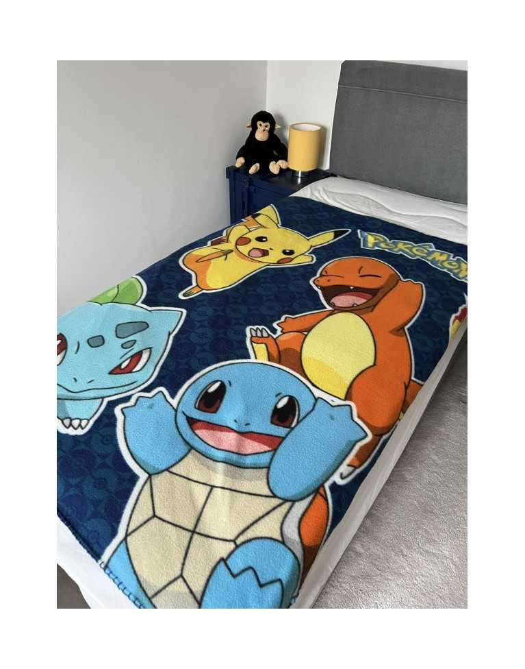 POKEMON OG STARTERS PIKACHU, CHARMANDER, SQUIRTLE AND BULBASAUR FLEECE BLANKET