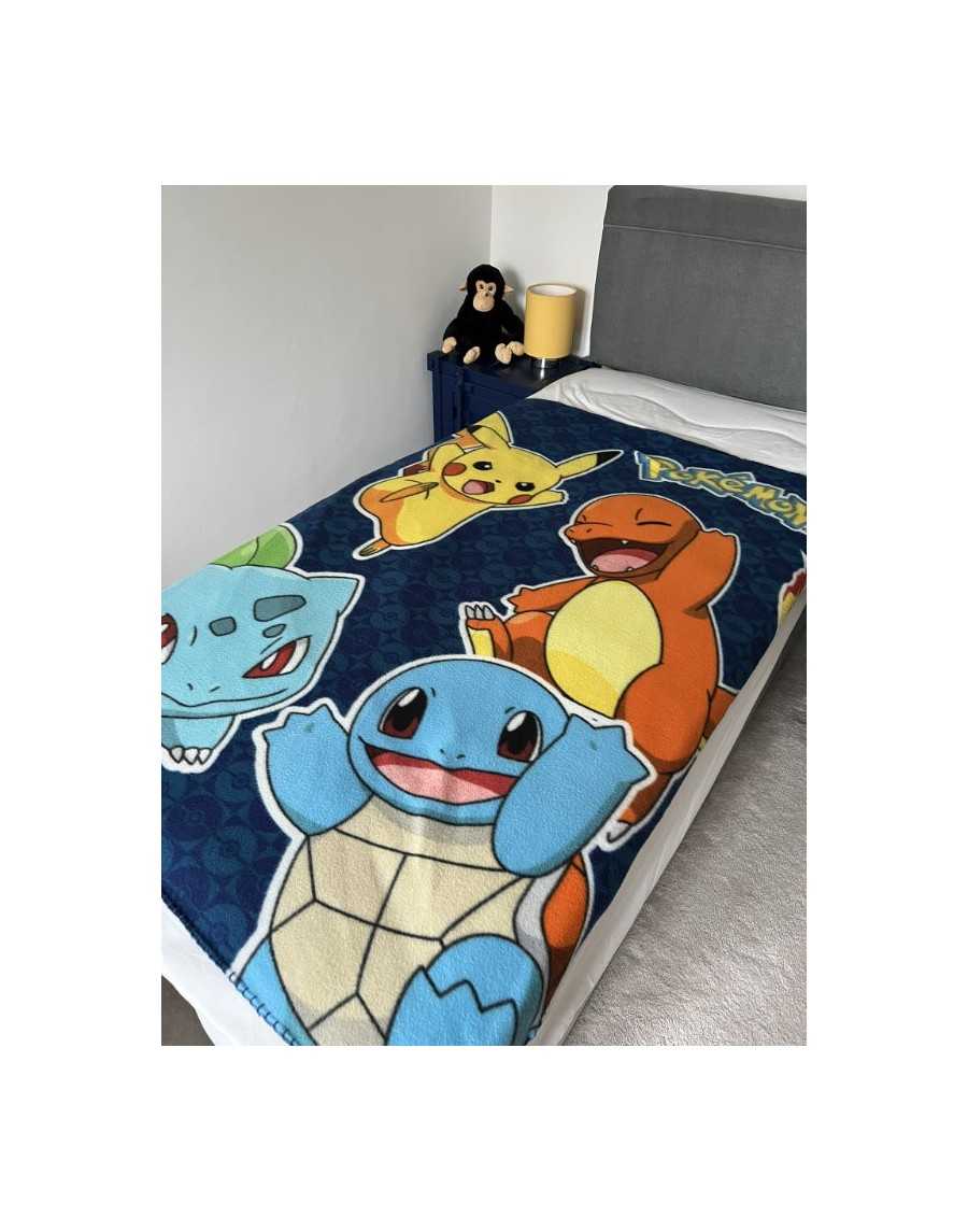 POKEMON OG STARTERS PIKACHU, CHARMANDER, SQUIRTLE AND BULBASAUR FLEECE BLANKET