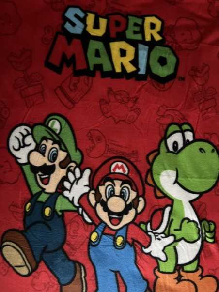 SUPER MARIO BROS MARIO, LUIGI & YOSHI RED FLEECE BLANKET