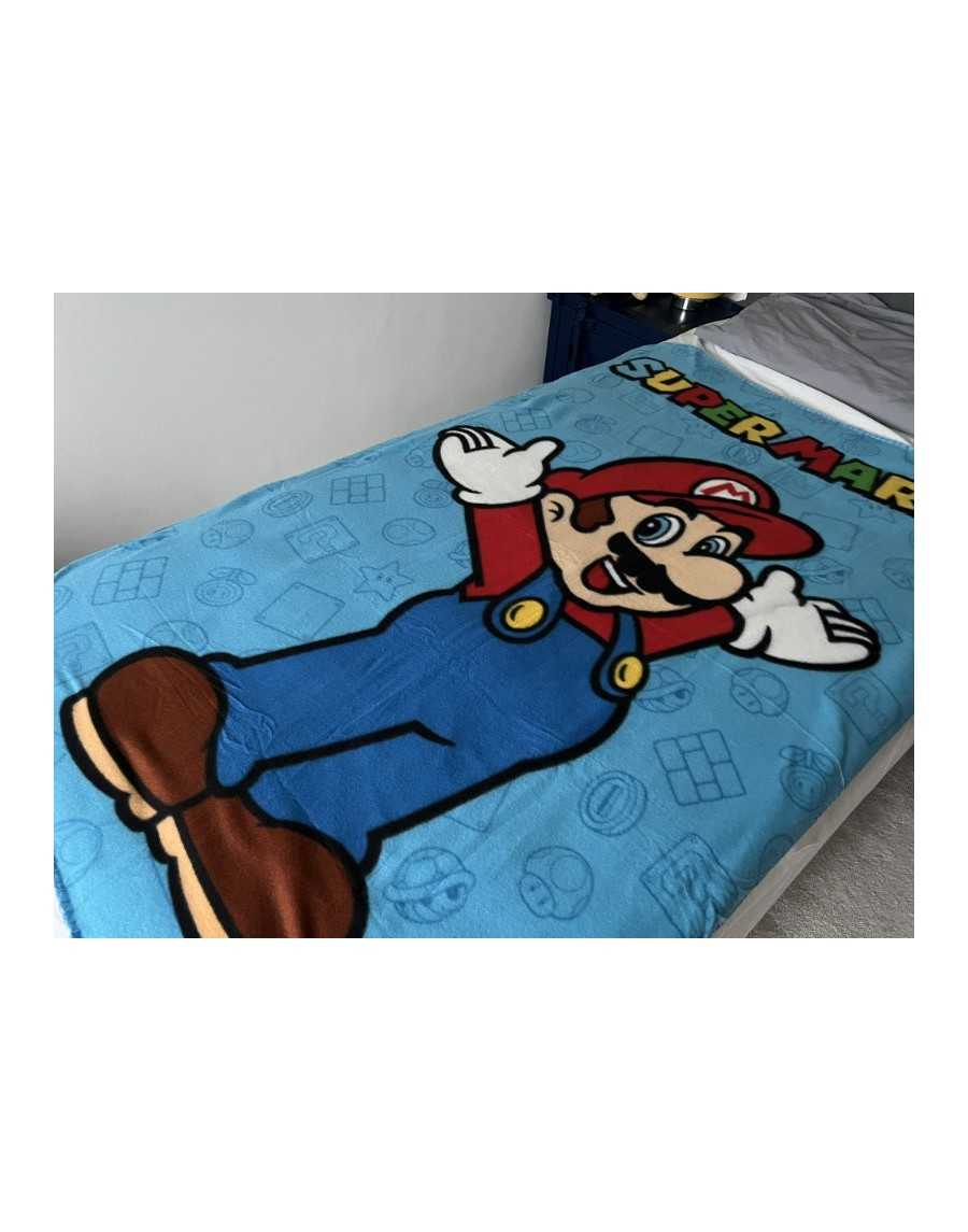 SUPER MARIO BROS IT'S-A-ME MARIO BLUE FLEECE BLANKET