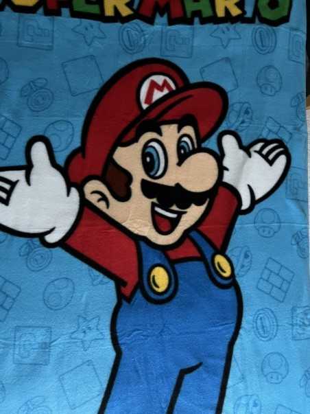 SUPER MARIO BROS IT'S-A-ME MARIO BLUE FLEECE BLANKET